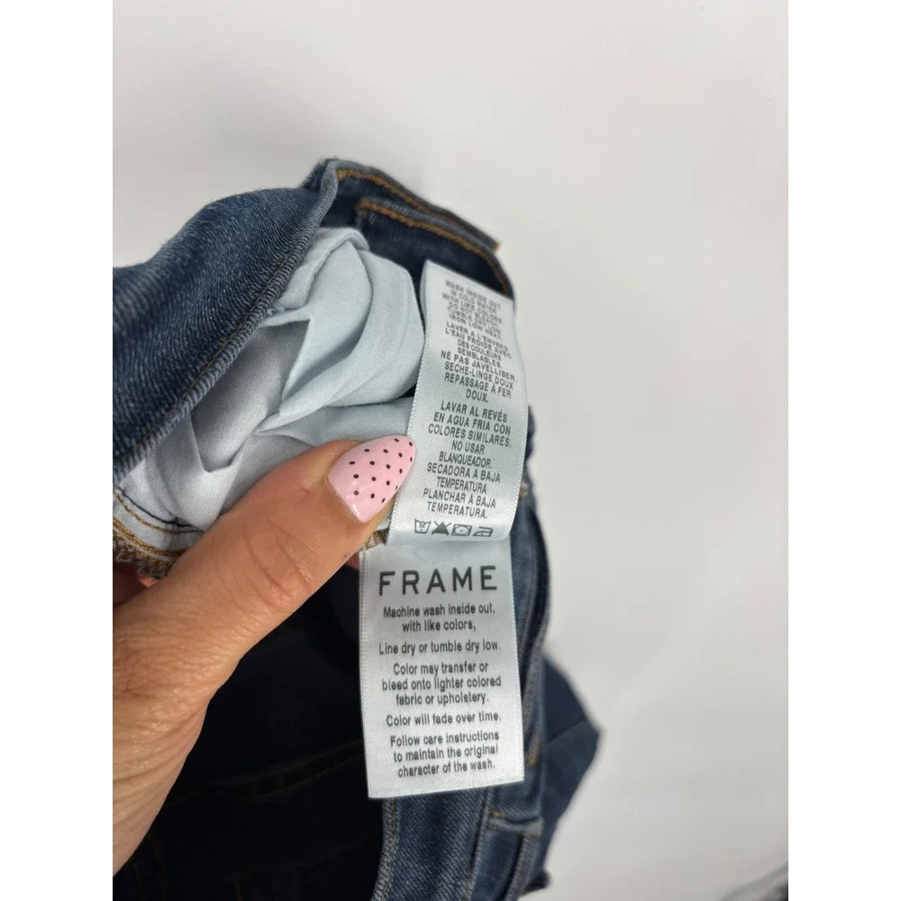 FRAME Jeans Womens 26 Blue Le High Straight Raw Hem Stretch‎ Denim Pants